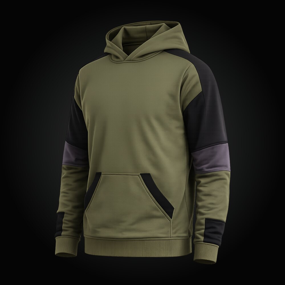 Hoodie Panel SAREZ en Verde Militar, vista ángulo